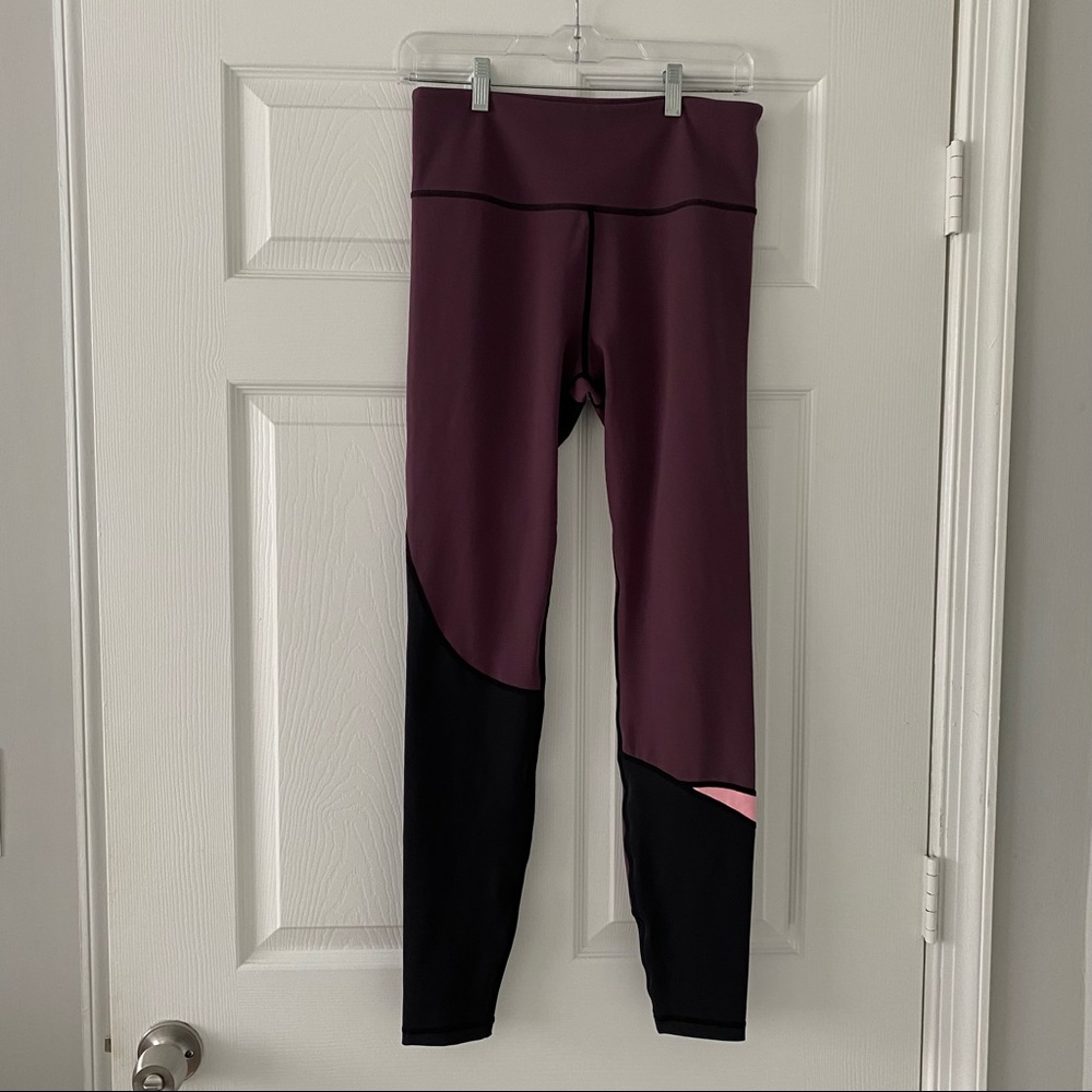 Zyia Mauve Black Pink Color Block Full Leggings S… - image 4